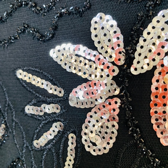 Babeyond Black Dress Flapper Fringe Silver Sequins Small 1920's Gatsby Bling - Picture 8 of 14